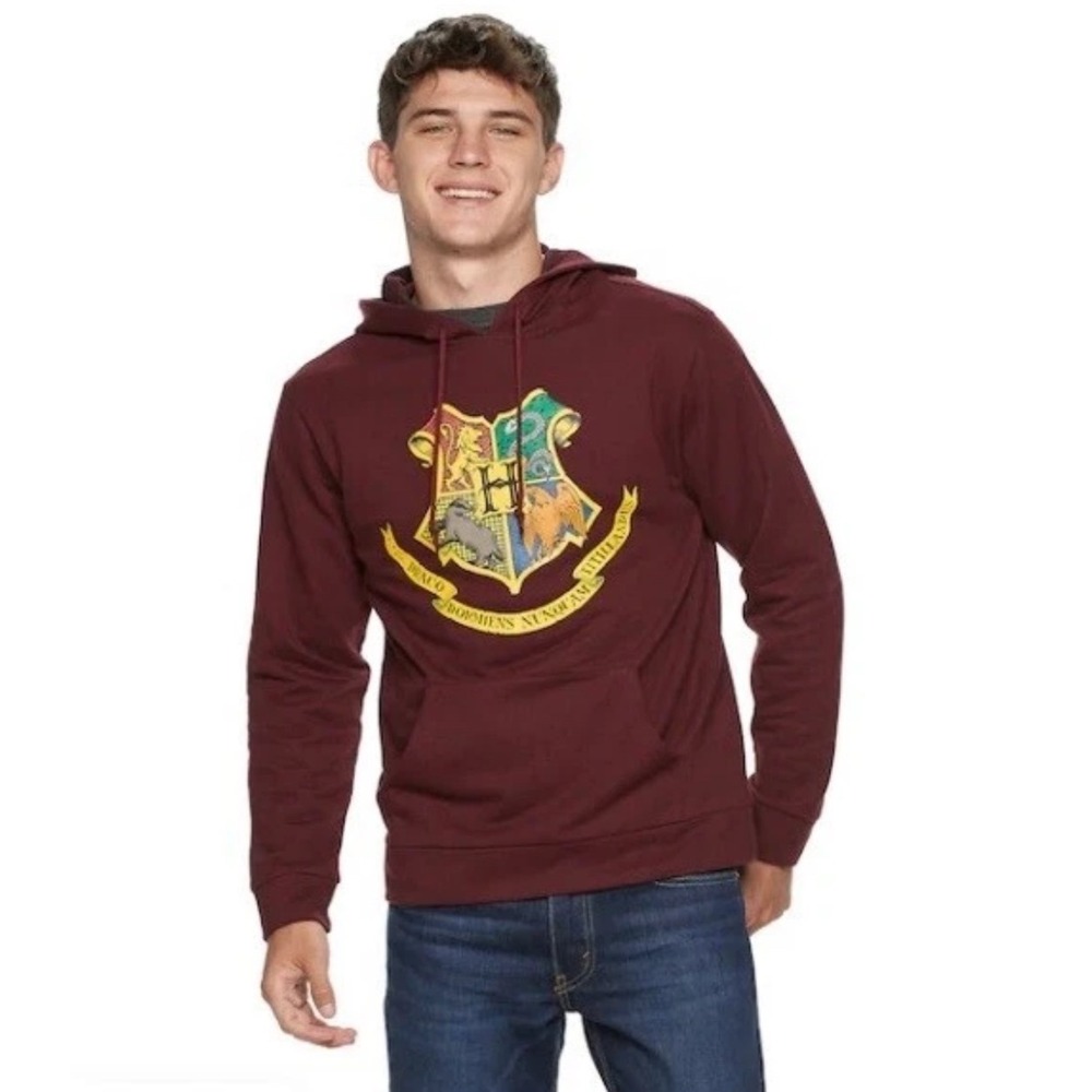 Harry Potter Hogwarts Crest Maroon Hoodie Men's Size XXL
